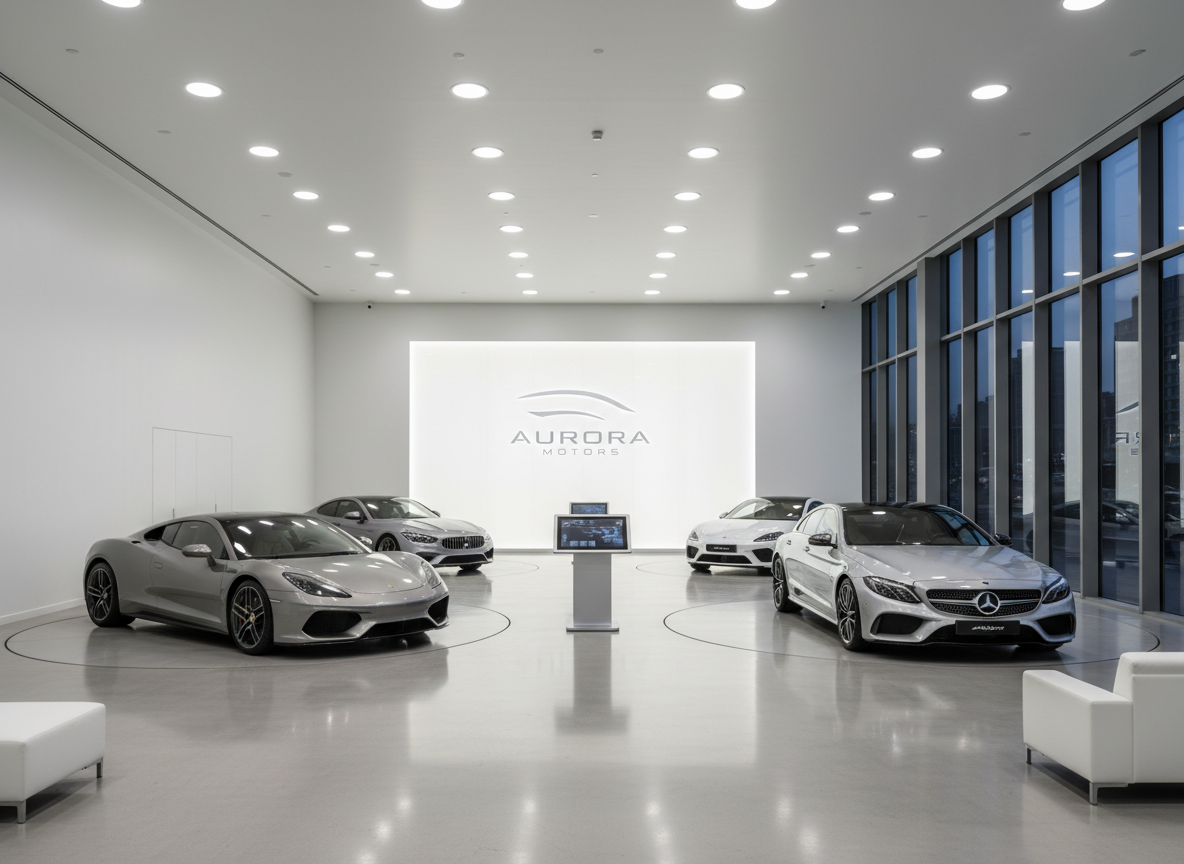 Modern ve şık otomobil showroom — Doğru Otomotiv
